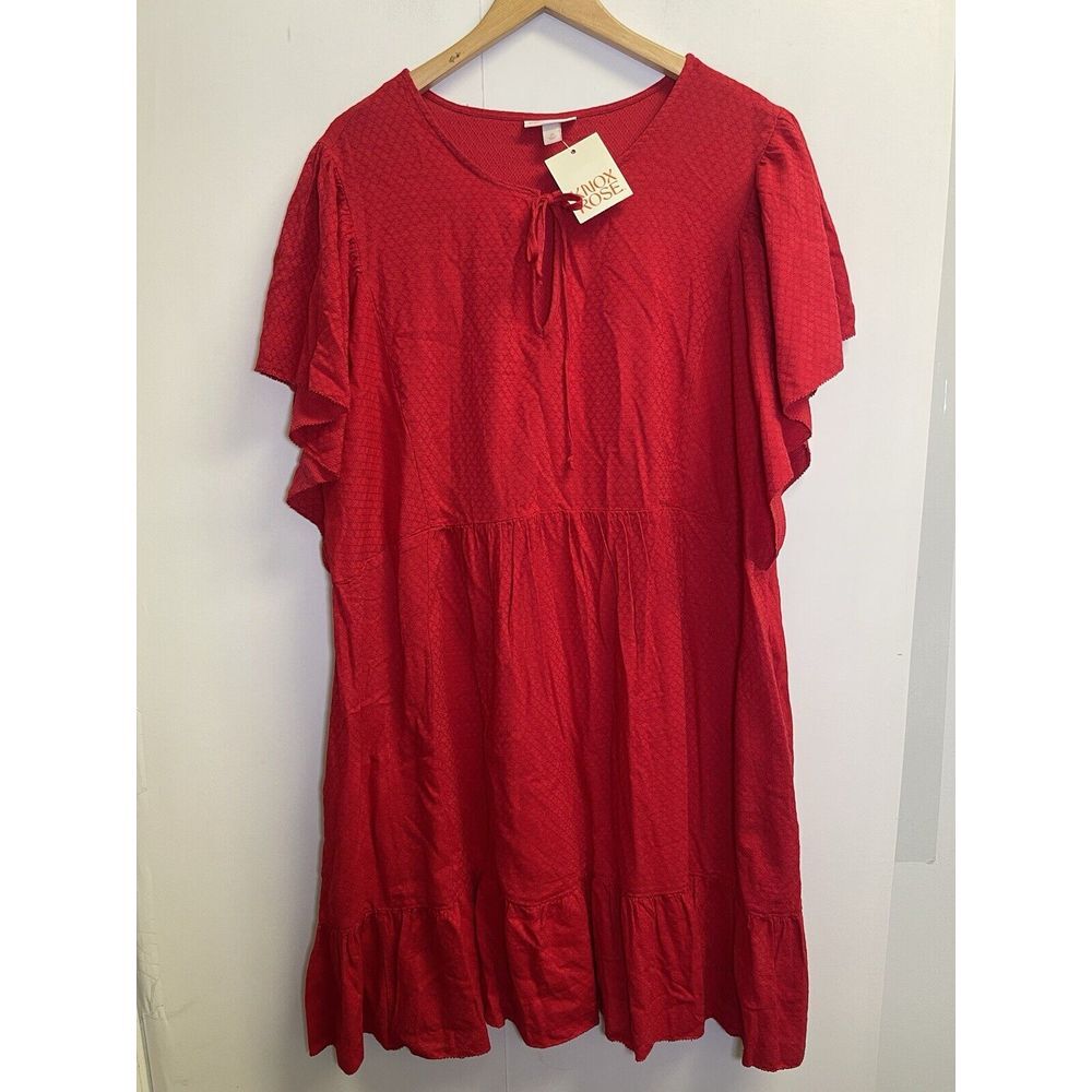 NEW Knox Rose Red Flutter Cap Sleeve Dress Women's Plus 2X